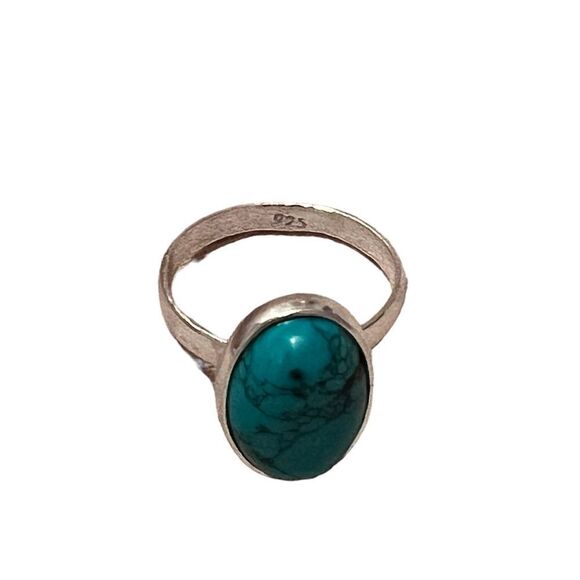 NEW Silver Plated Oval Turquoise Ring Size 6.5 - Picture 3 of 5
